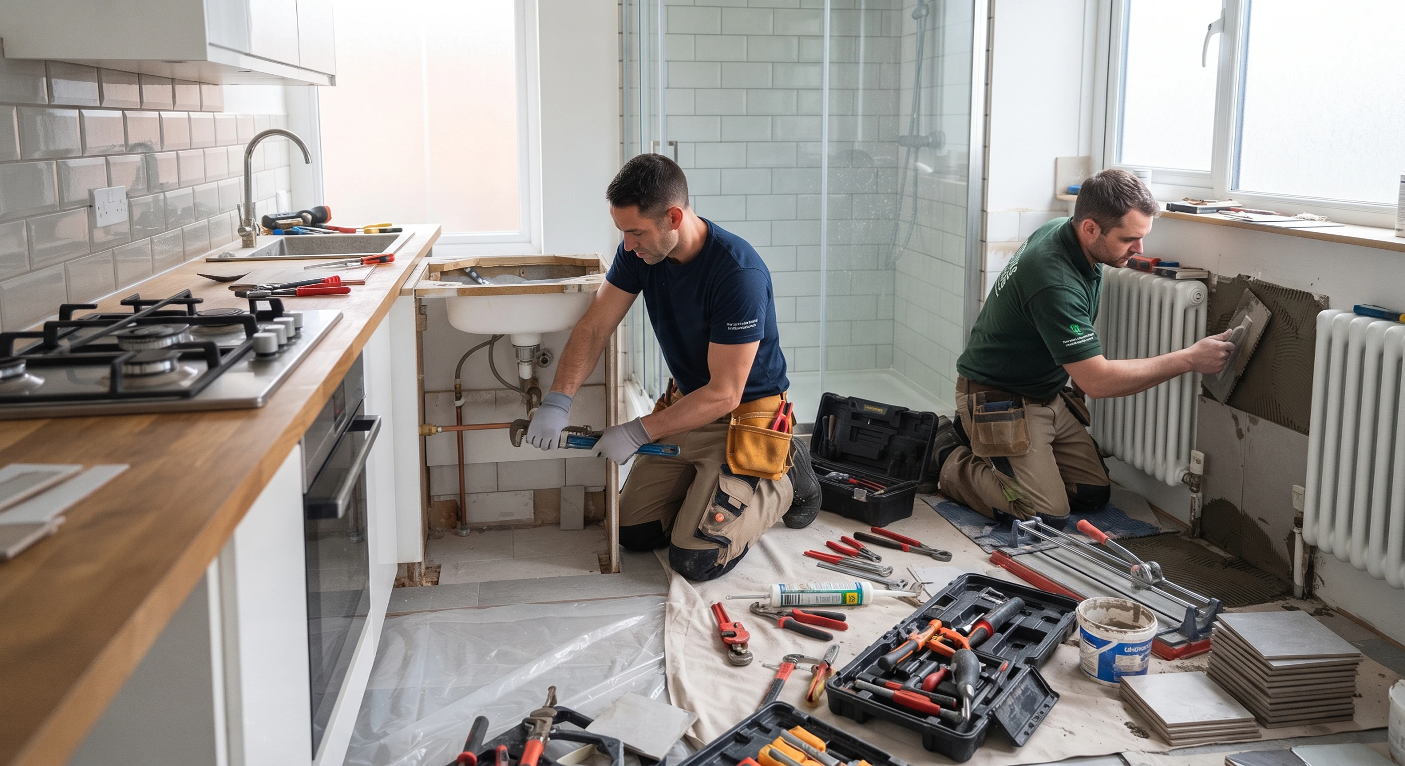 Antes y después de zonas húmedas, baños y cocinas